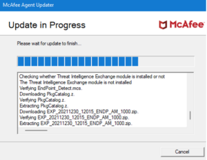 McAfee Update in Progress screenshot